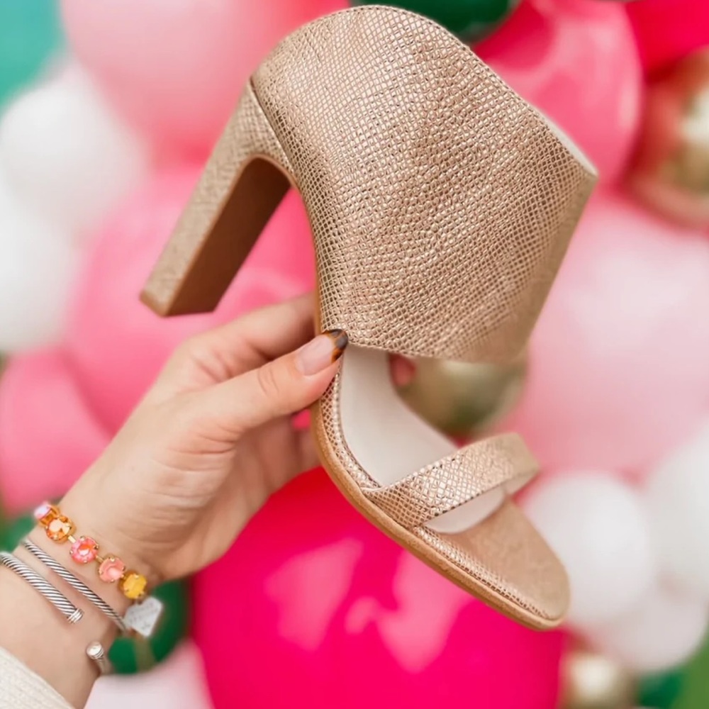 42 Gold-LINX rose gold open toe heels